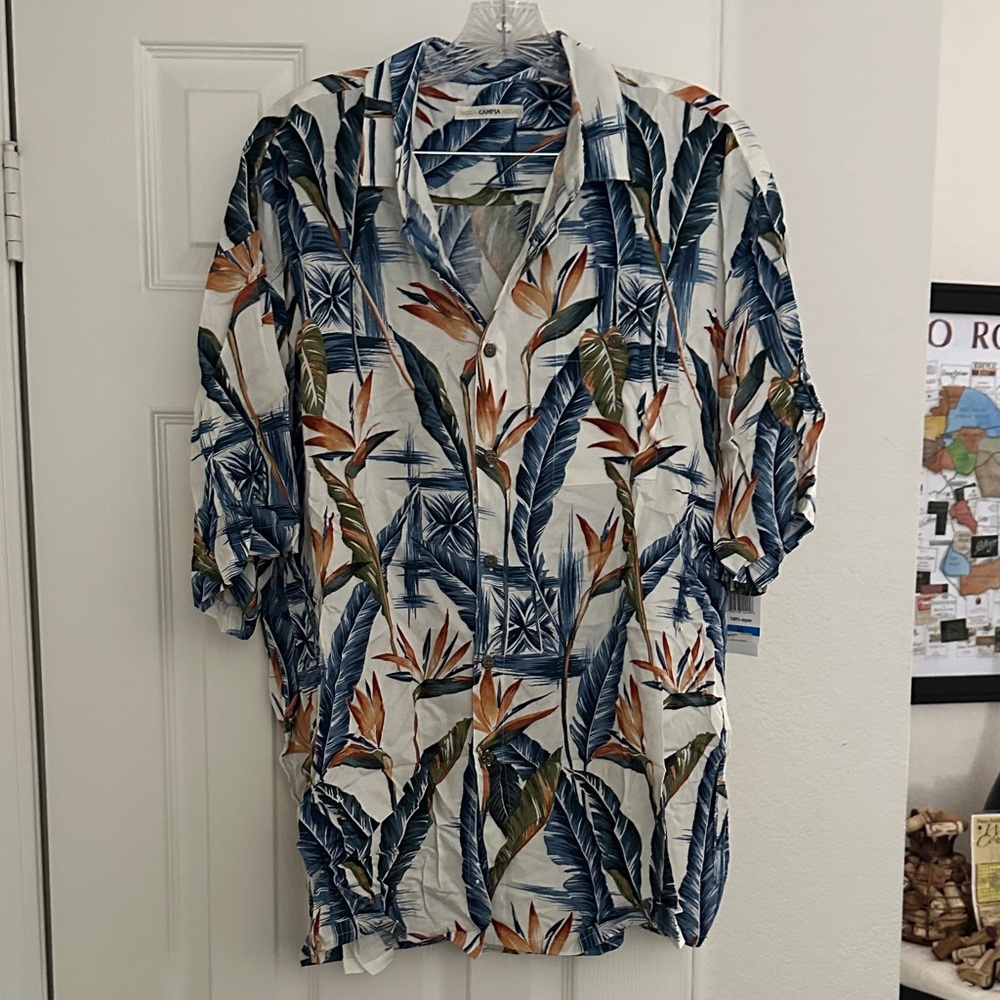 Tropical Print Button-Up Shirt, NWT